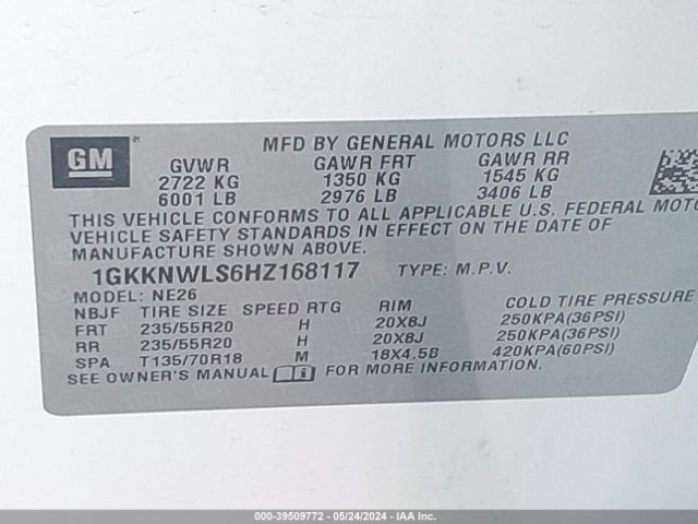 Photo 8 VIN: 1GKKNWLS6HZ168117 - GMC ACADIA 