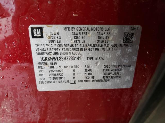 Photo 9 VIN: 1GKKNWLS8HZ283141 - GMC ACADIA SLT 