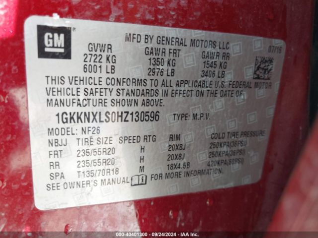 Photo 8 VIN: 1GKKNXLS0HZ130596 - GMC ACADIA 