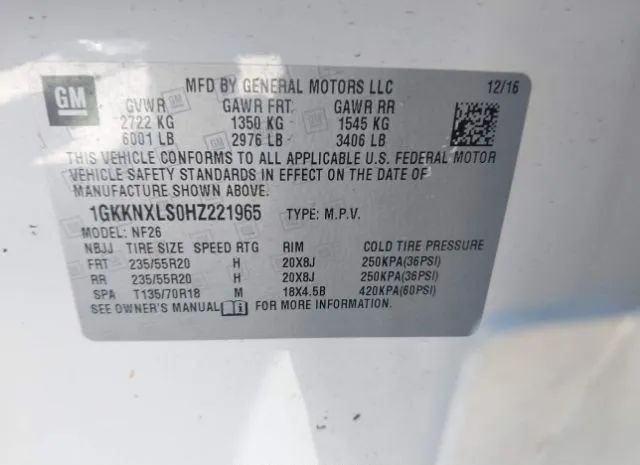 Photo 8 VIN: 1GKKNXLS0HZ221965 - GMC ACADIA 