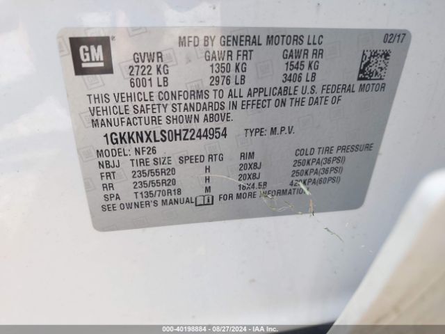 Photo 8 VIN: 1GKKNXLS0HZ244954 - GMC ACADIA 