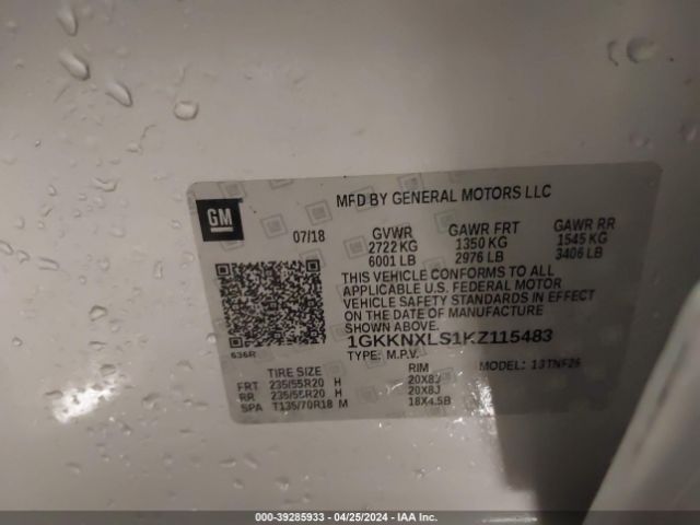 Photo 8 VIN: 1GKKNXLS1KZ115483 - GMC ACADIA 