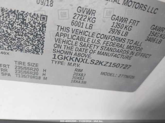 Photo 8 VIN: 1GKKNXLS2KZ150727 - GMC ACADIA 