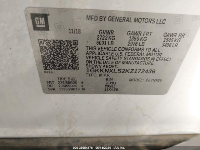 Photo 8 VIN: 1GKKNXLS2KZ172436 - GMC ACADIA 