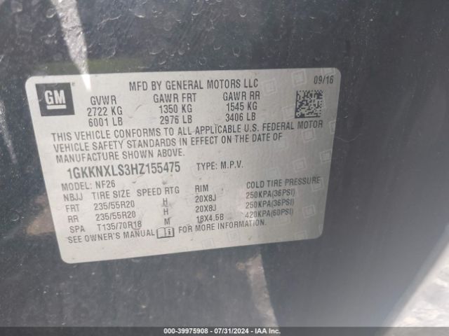 Photo 8 VIN: 1GKKNXLS3HZ155475 - GMC ACADIA 