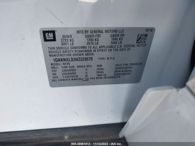 Photo 8 VIN: 1GKKNXLS3HZ220678 - GMC ACADIA 