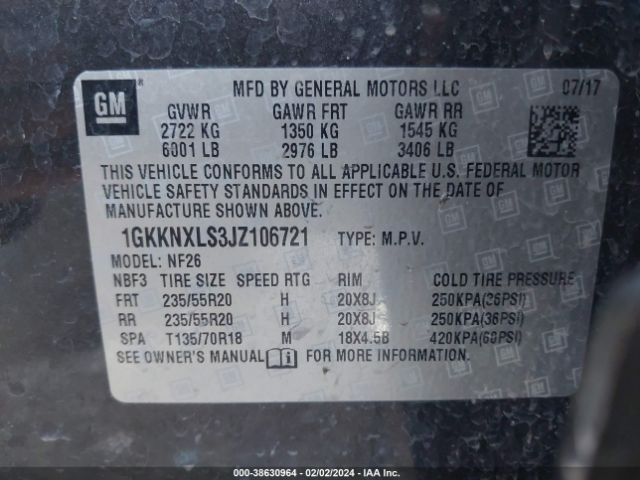 Photo 8 VIN: 1GKKNXLS3JZ106721 - GMC ACADIA 