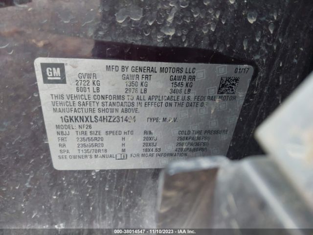 Photo 8 VIN: 1GKKNXLS4HZ231494 - GMC ACADIA 