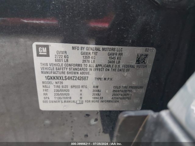 Photo 8 VIN: 1GKKNXLS4HZ242687 - GMC ACADIA 