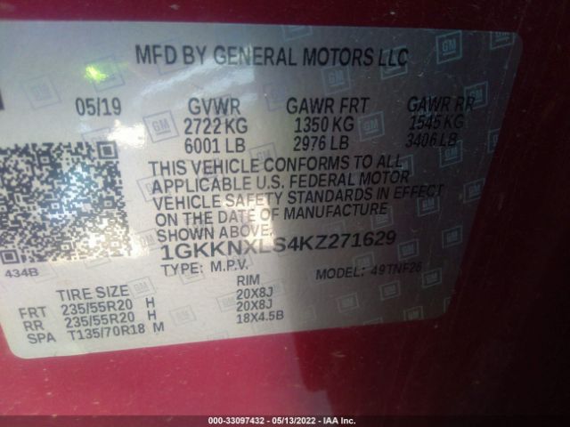 Photo 8 VIN: 1GKKNXLS4KZ271629 - GMC ACADIA 