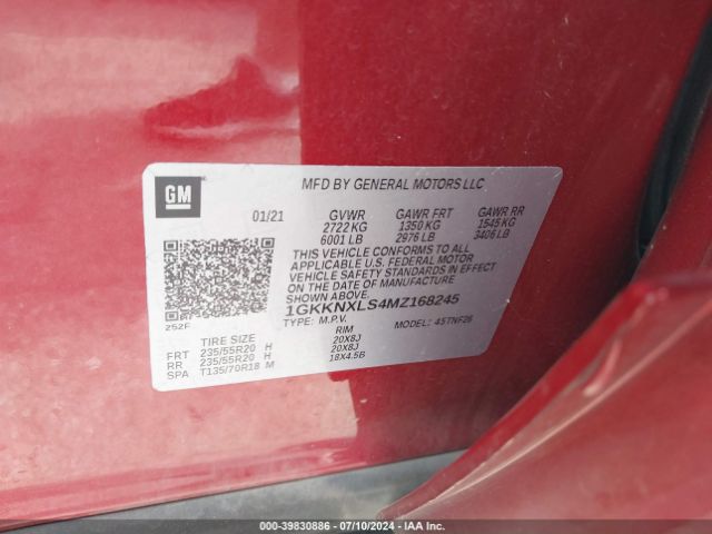 Photo 8 VIN: 1GKKNXLS4MZ168245 - GMC ACADIA 