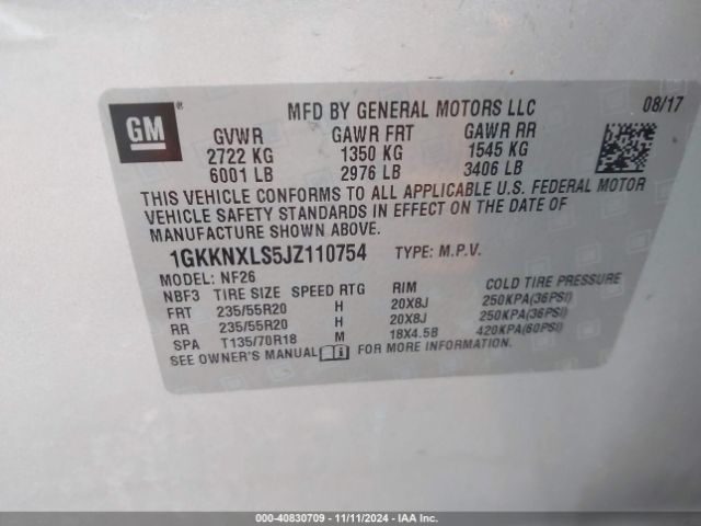 Photo 8 VIN: 1GKKNXLS5JZ110754 - GMC ACADIA 