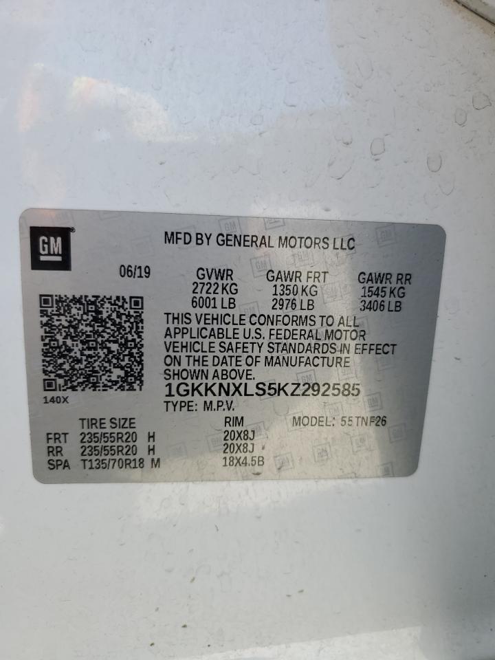 Photo 12 VIN: 1GKKNXLS5KZ292585 - GMC ACADIA 