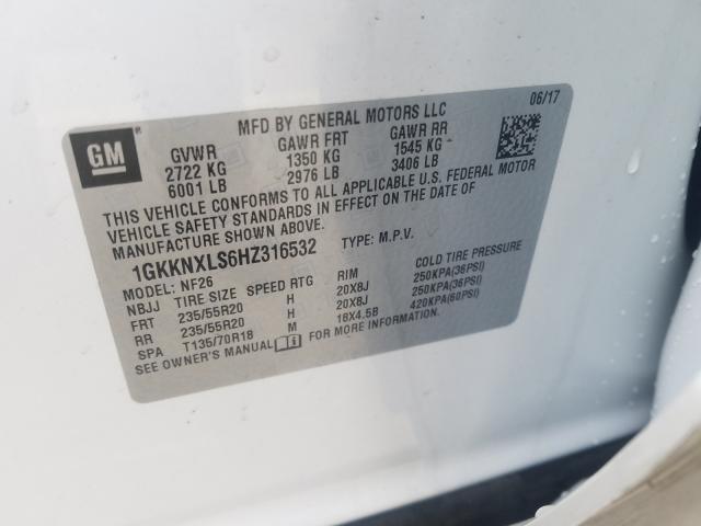 Photo 9 VIN: 1GKKNXLS6HZ316532 - GMC ACADIA DEN 