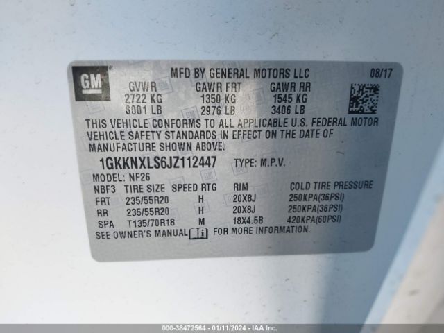 Photo 8 VIN: 1GKKNXLS6JZ112447 - GMC ACADIA 