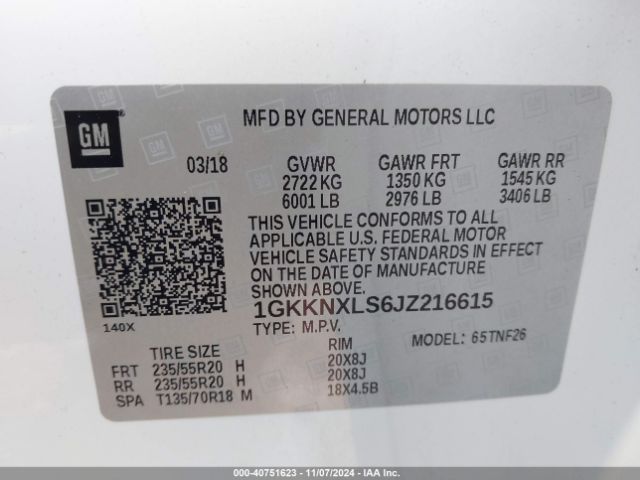 Photo 8 VIN: 1GKKNXLS6JZ216615 - GMC ACADIA 