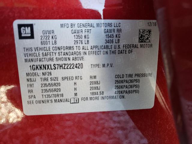 Photo 9 VIN: 1GKKNXLS7HZ222420 - GMC ACADIA DEN 