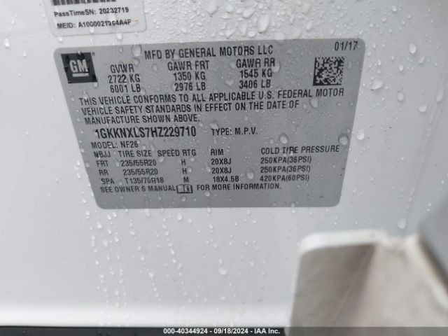 Photo 8 VIN: 1GKKNXLS7HZ229710 - GMC ACADIA DEN 