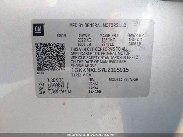 Photo 8 VIN: 1GKKNXLS7LZ105915 - GMC ACADIA 