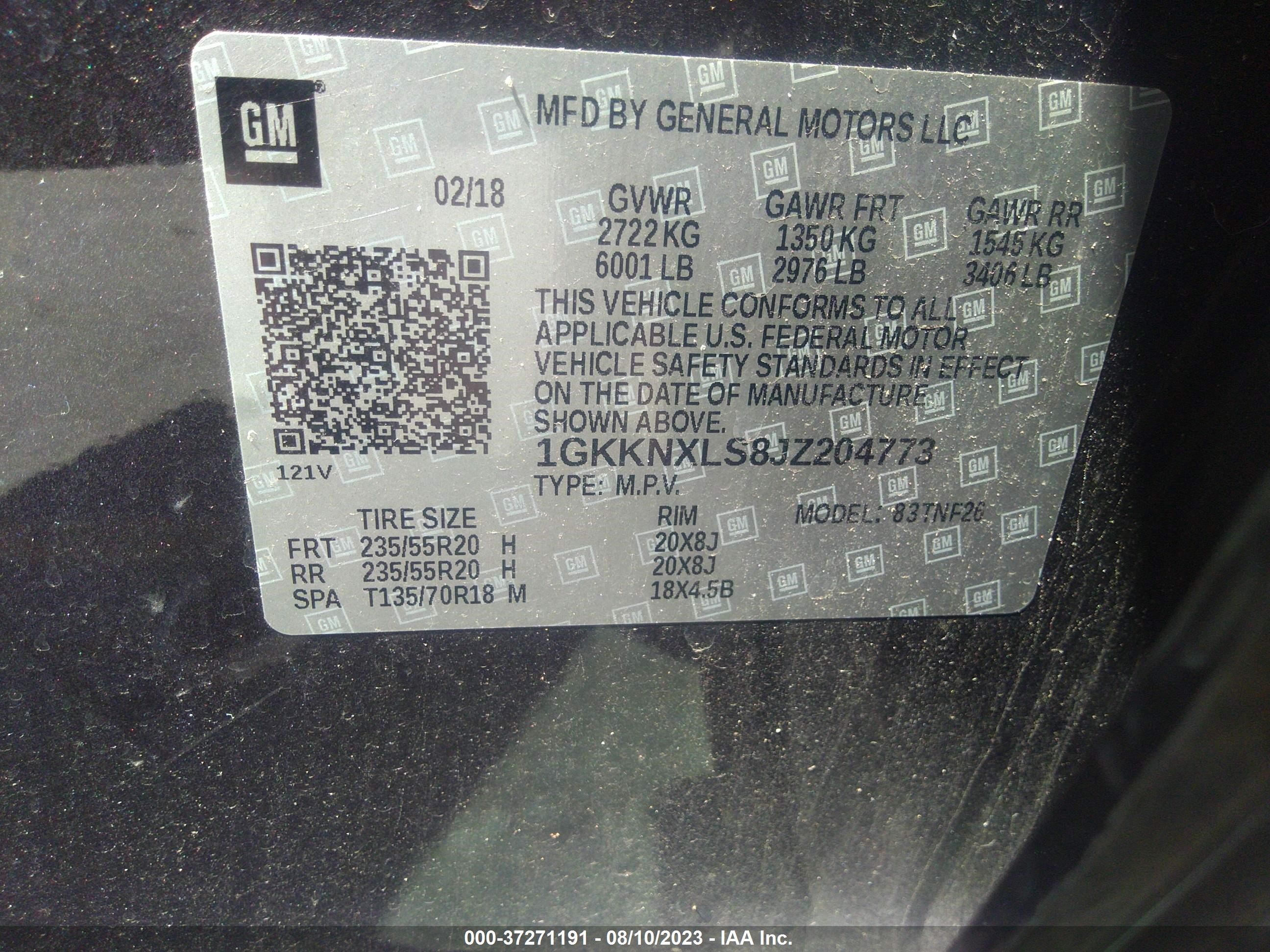 Photo 8 VIN: 1GKKNXLS8JZ204773 - GMC ACADIA 