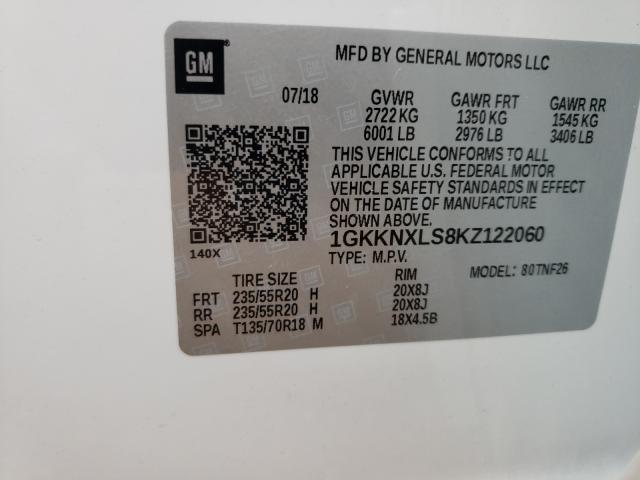 Photo 9 VIN: 1GKKNXLS8KZ122060 - GMC ACADIA DEN 