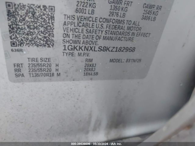 Photo 8 VIN: 1GKKNXLS8KZ182968 - GMC ACADIA 