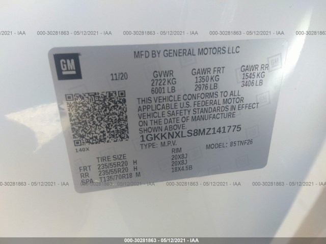 Photo 8 VIN: 1GKKNXLS8MZ141775 - GMC ACADIA 