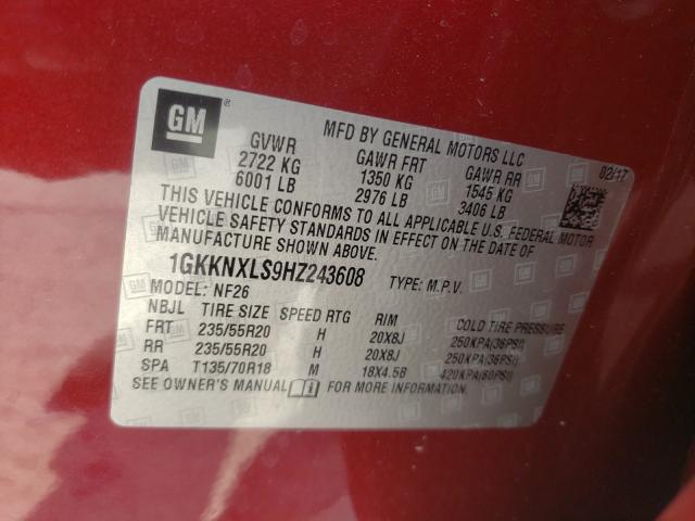 Photo 9 VIN: 1GKKNXLS9HZ243608 - GMC ACADIA DEN 