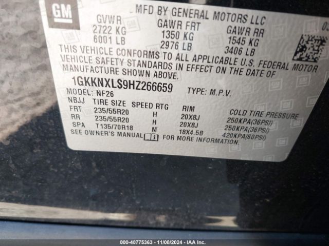 Photo 8 VIN: 1GKKNXLS9HZ266659 - GMC ACADIA 