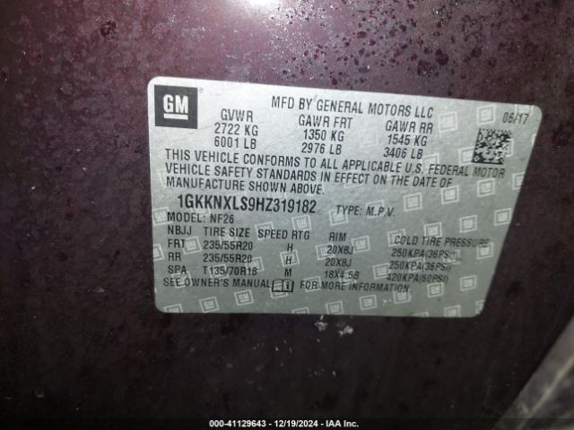 Photo 8 VIN: 1GKKNXLS9HZ319182 - GMC ACADIA 