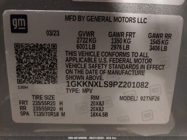 Photo 8 VIN: 1GKKNXLS9PZ201082 - GMC ACADIA 