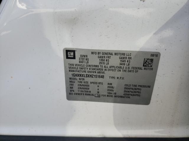 Photo 9 VIN: 1GKKNXLSXHZ151648 - GMC ACADIA DEN 