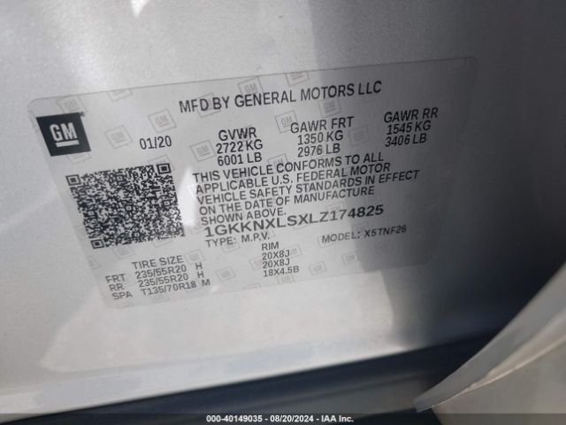 Photo 8 VIN: 1GKKNXLSXLZ174825 - GMC ACADIA 