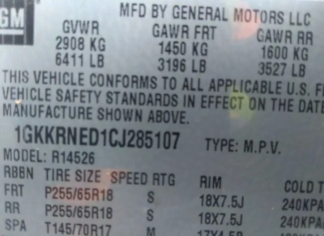 Photo 8 VIN: 1GKKRNED1CJ285107 - GMC ACADIA 