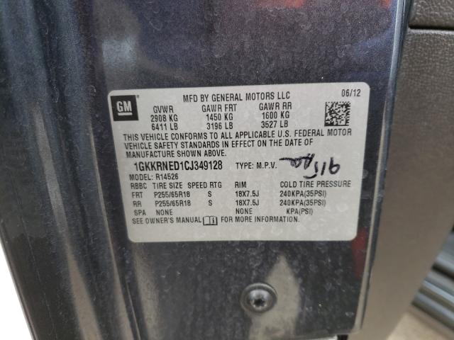 Photo 9 VIN: 1GKKRNED1CJ349128 - GMC ACADIA SLE 