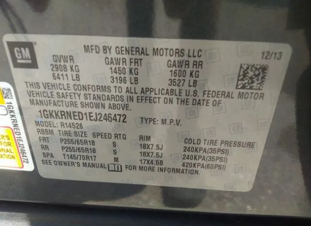 Photo 8 VIN: 1GKKRNED1EJ246472 - GMC ACADIA 