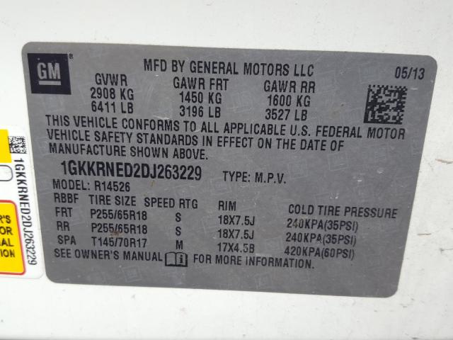 Photo 9 VIN: 1GKKRNED2DJ263229 - GMC ACADIA SLE 