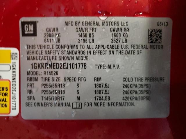 Photo 12 VIN: 1GKKRNED2EJ101778 - GMC ACADIA SLE 