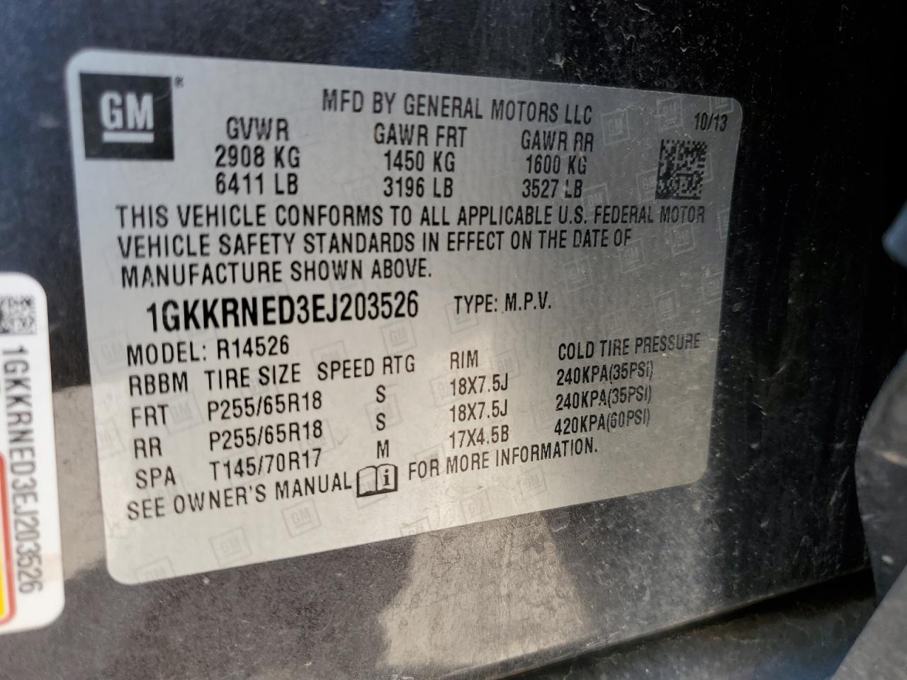 Photo 12 VIN: 1GKKRNED3EJ203526 - GMC ACADIA 