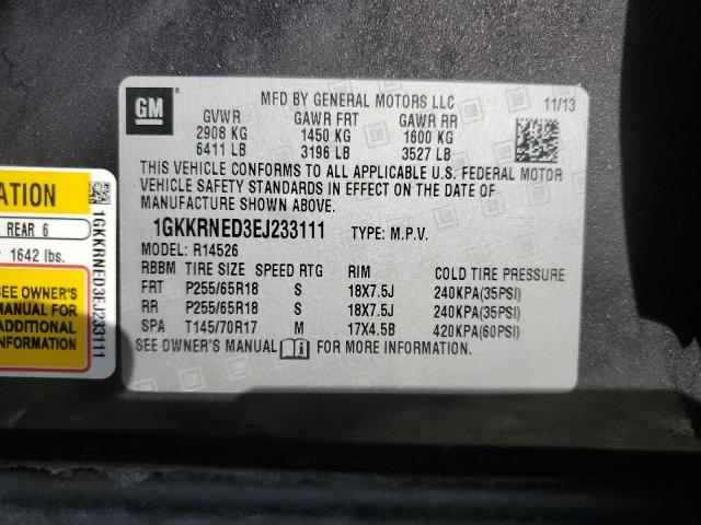 Photo 12 VIN: 1GKKRNED3EJ233111 - GMC ACADIA SLE 