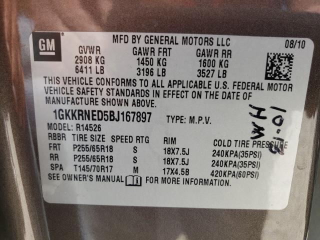 Photo 9 VIN: 1GKKRNED5BJ167897 - GMC ACADIA SLE 