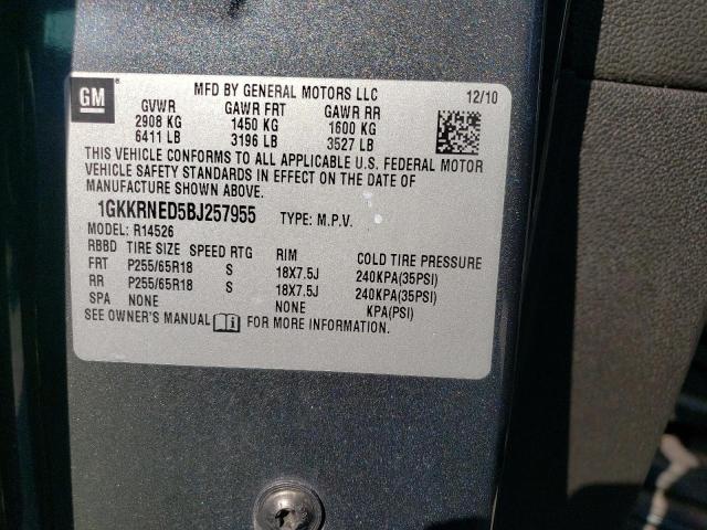 Photo 11 VIN: 1GKKRNED5BJ257955 - GMC ACADIA SLE 