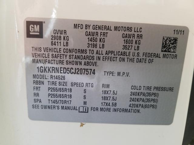 Photo 9 VIN: 1GKKRNED5CJ207574 - GMC ACADIA SLE 