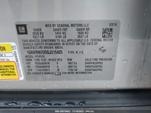 Photo 8 VIN: 1GKKRNED5GJ315425 - GMC ACADIA 