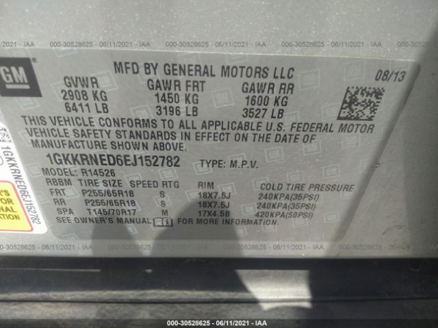 Photo 8 VIN: 1GKKRNED6EJ152782 - GMC ACADIA 