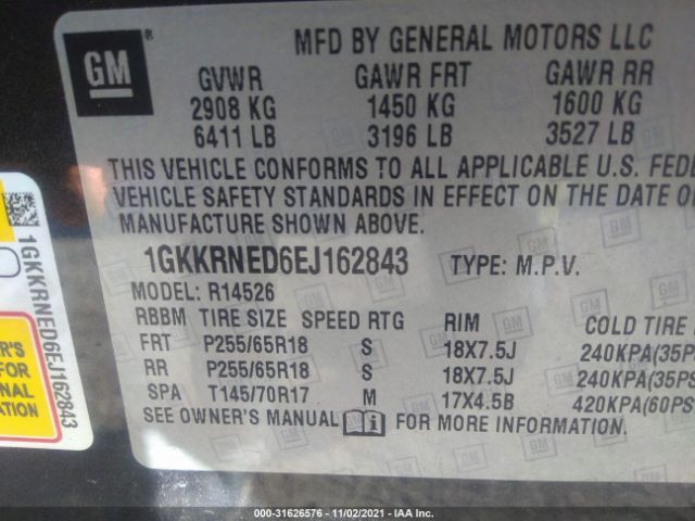 Photo 8 VIN: 1GKKRNED6EJ162843 - GMC ACADIA 