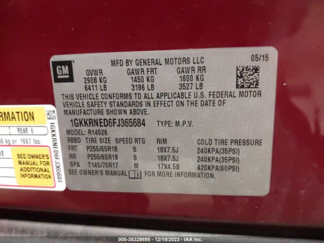 Photo 8 VIN: 1GKKRNED6FJ365684 - GMC ACADIA 