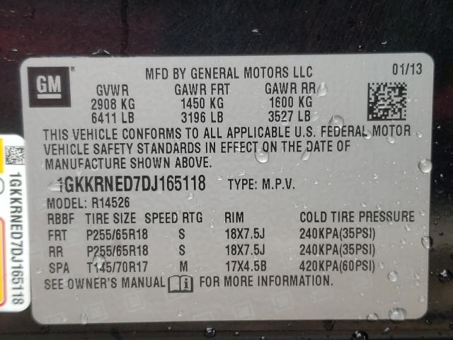 Photo 9 VIN: 1GKKRNED7DJ165118 - GMC ACADIA SLE 