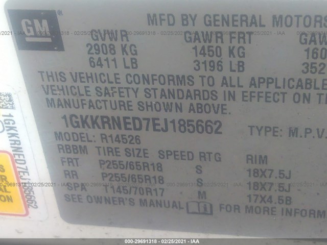 Photo 8 VIN: 1GKKRNED7EJ185662 - GMC ACADIA 