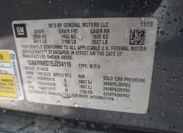 Photo 8 VIN: 1GKKRNED7EJ234116 - GMC ACADIA 